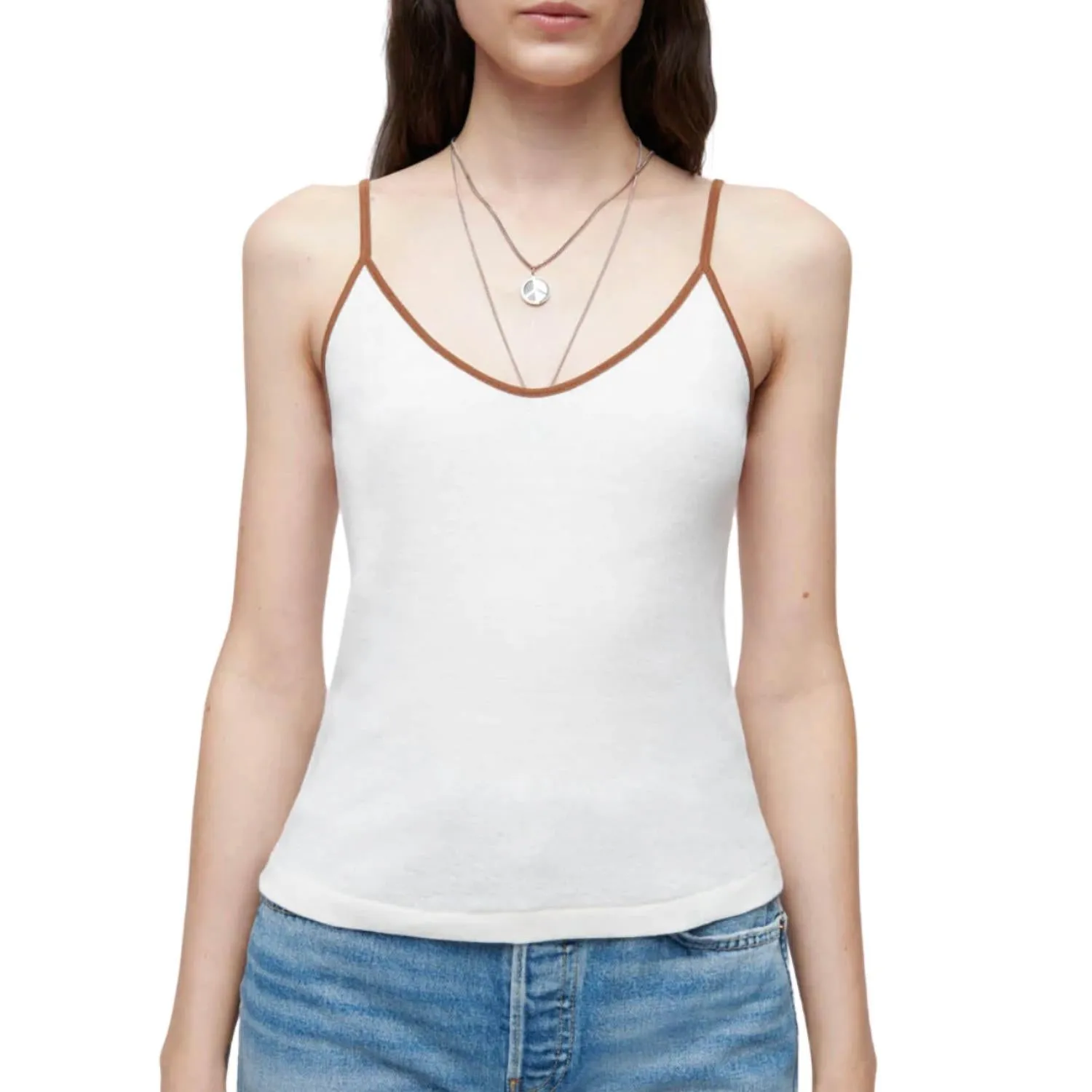 90's Spaghetti Strap Tank Top In Vintage Ivory With Sienna