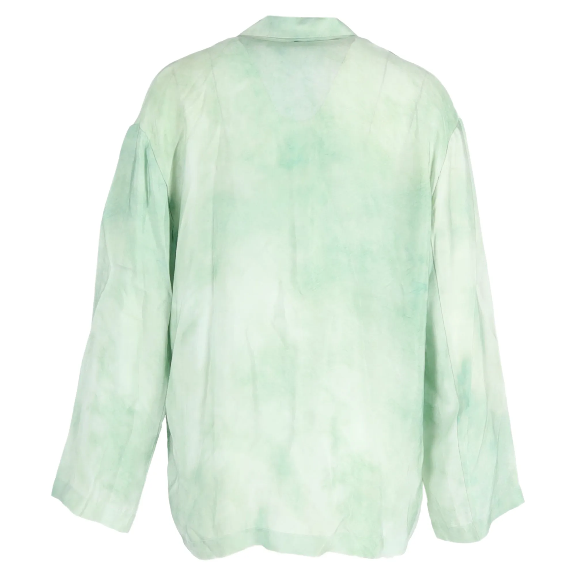 Acne Studios Marble Print Single-Breasted with Pockets Blazer in Green Cupro