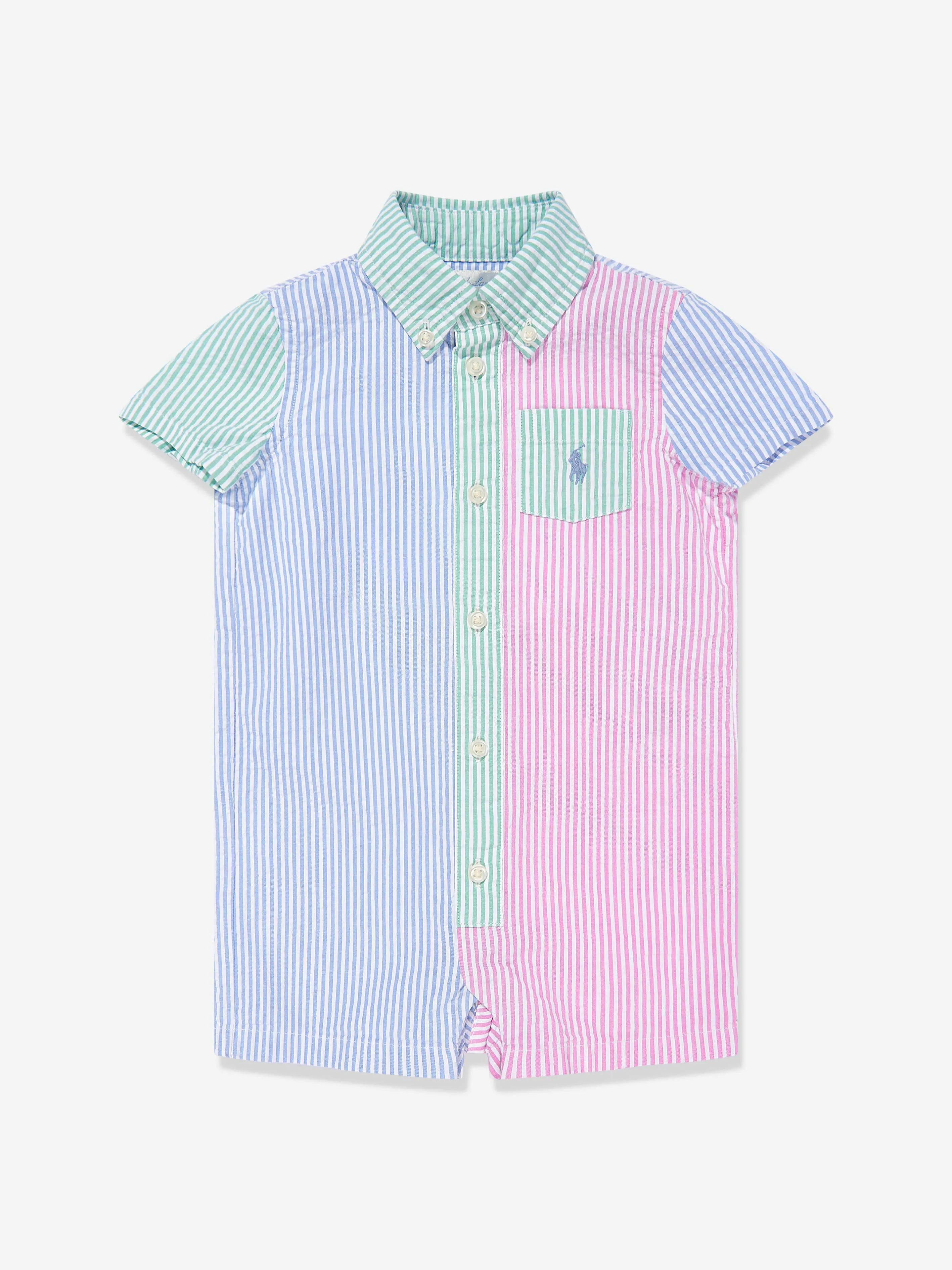 Baby Boys Striped Romper in Blue