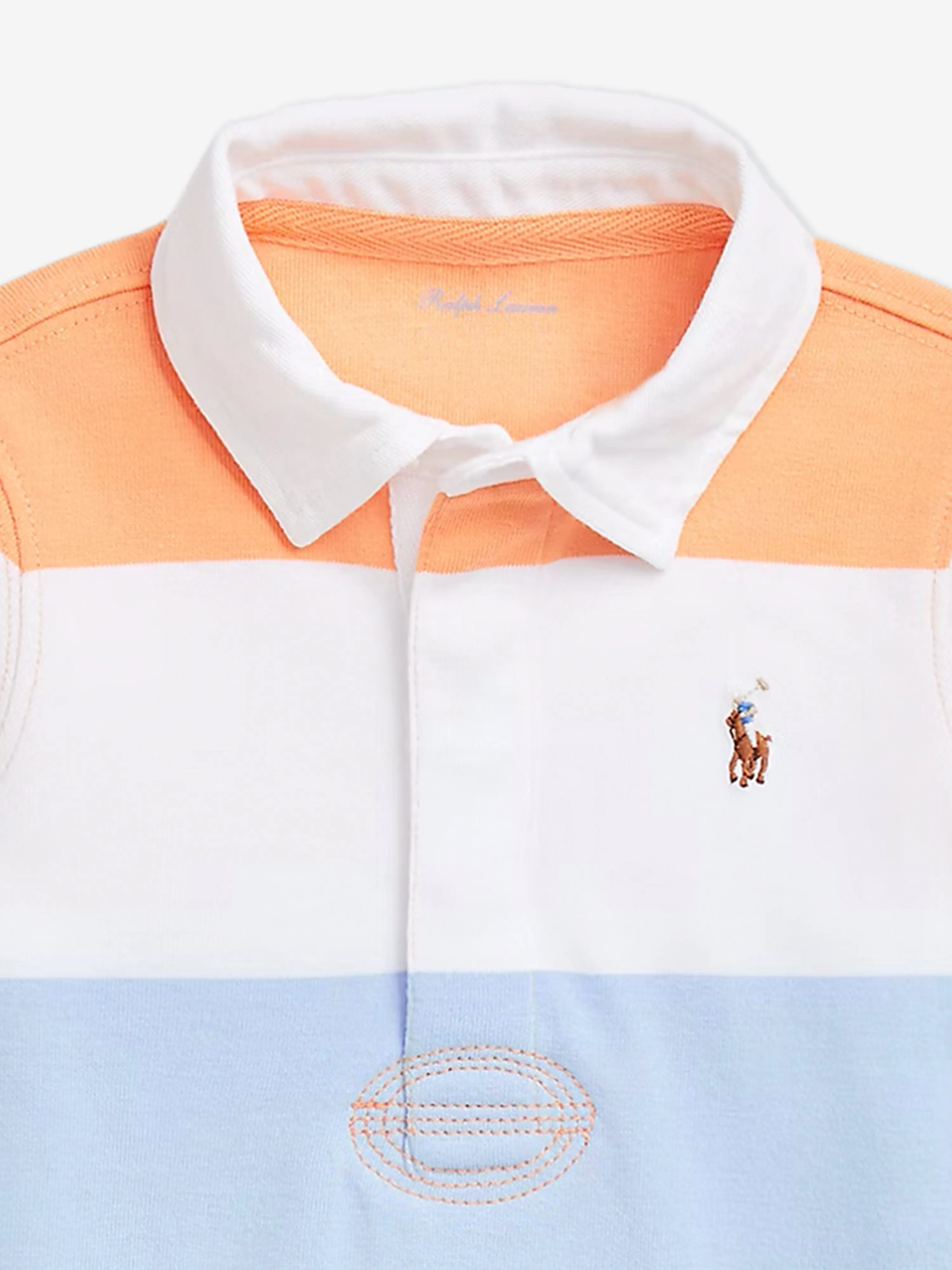 Baby Boys Striped Rugby Romper in Multicolour