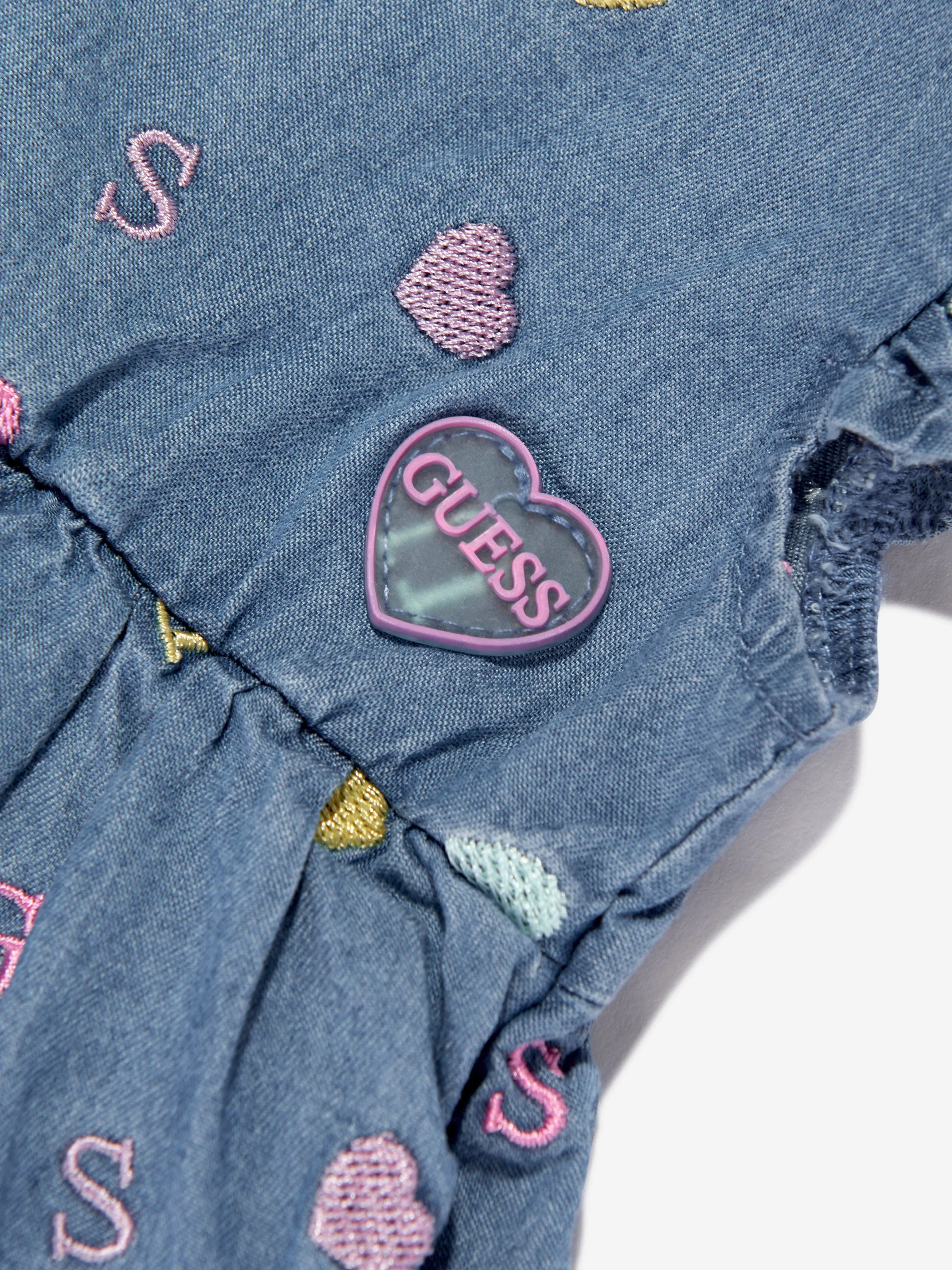 Baby Girls Chambray Bodysuit Dress in Blue