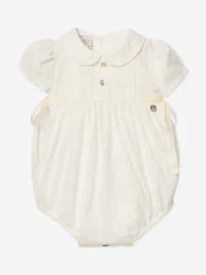 Baby Girls Cotton Romper in Ivory