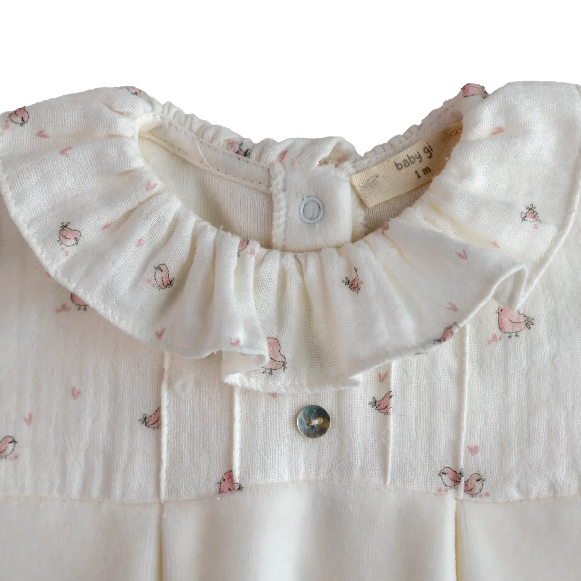 Baby Girls Cream Birdie Babygrow