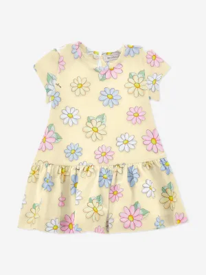 Baby Girls Flower Print Dress in Yellow