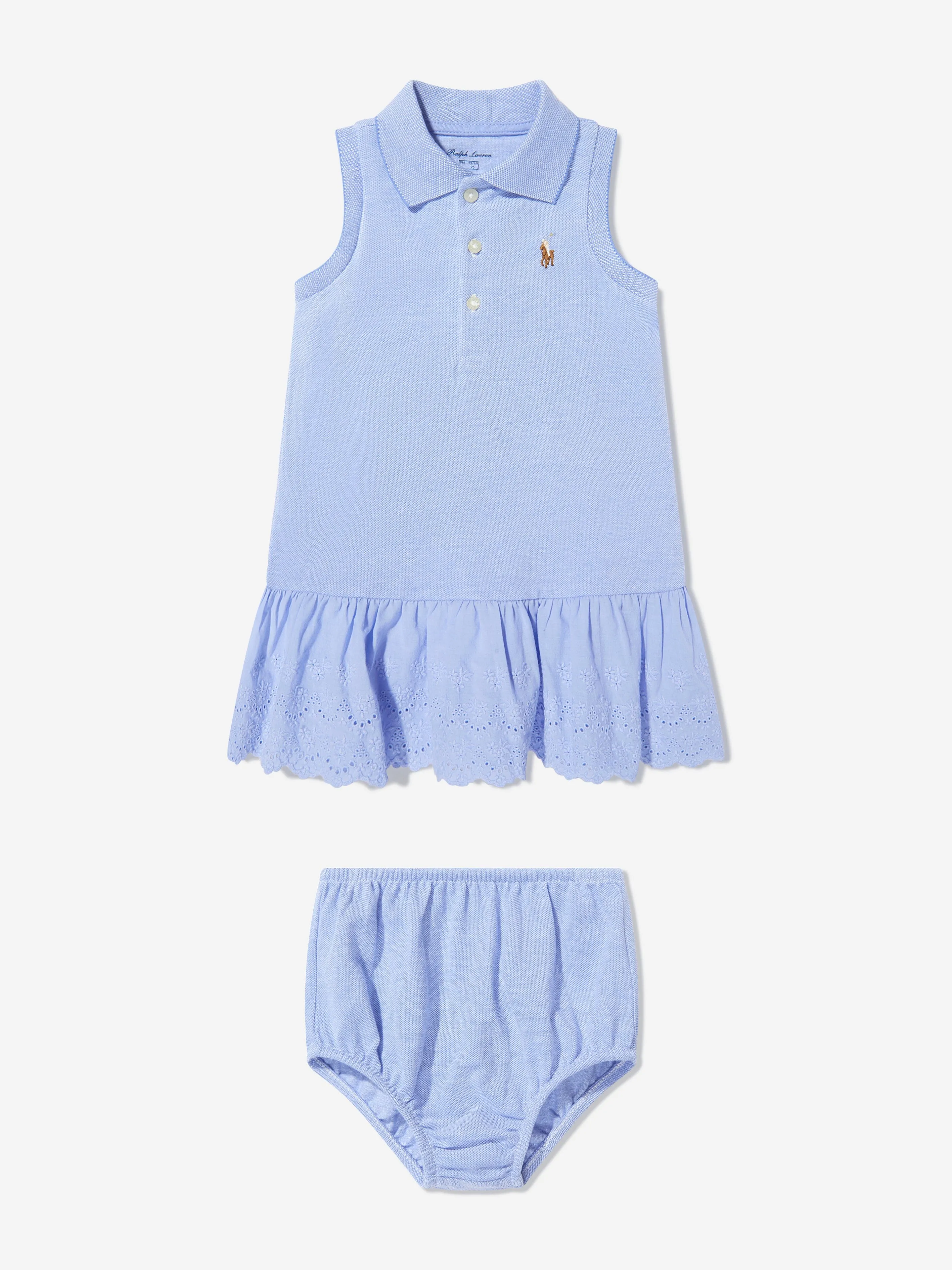 Baby Girls Sleeveless Polo Dress in Blue