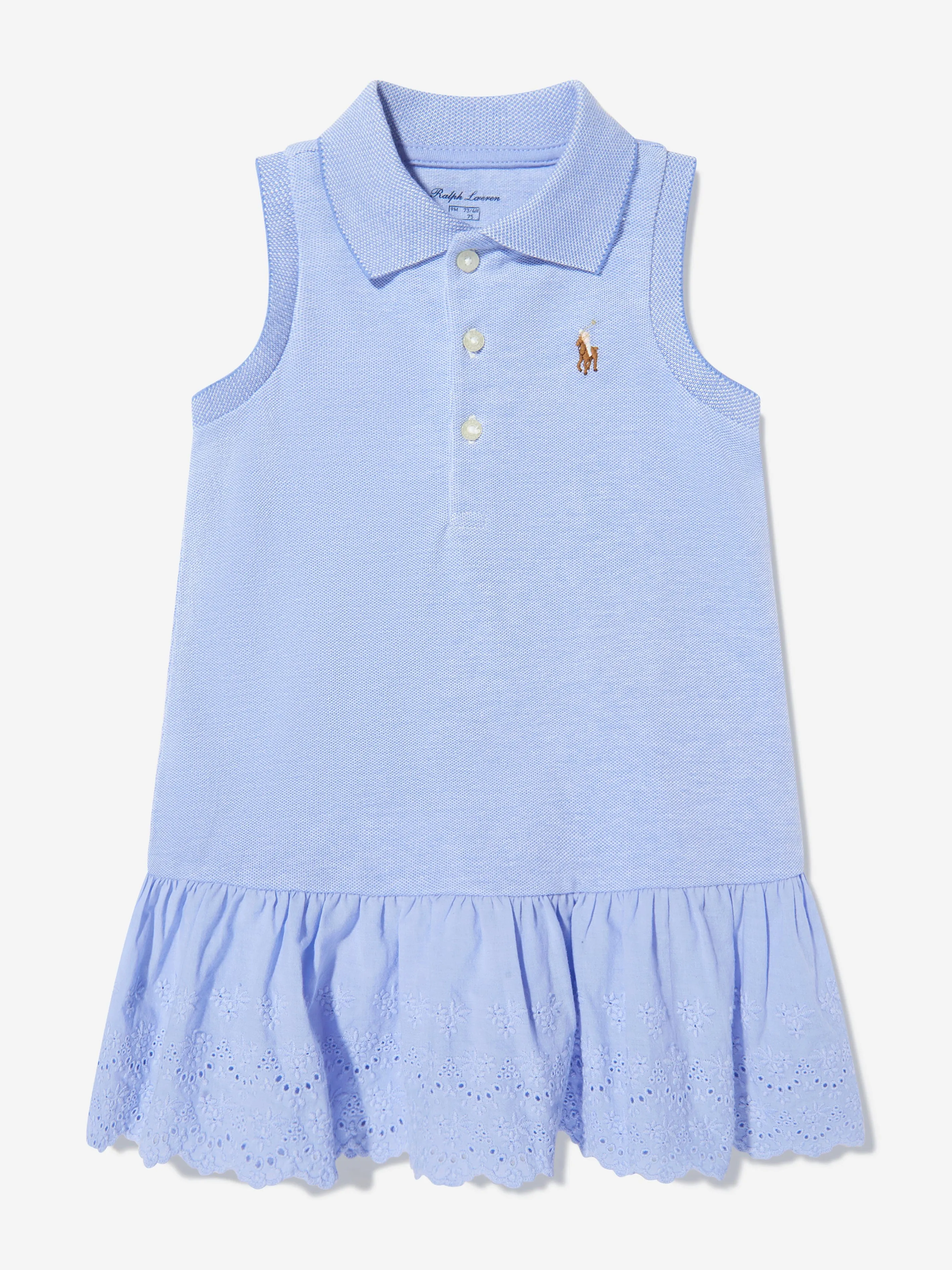 Baby Girls Sleeveless Polo Dress in Blue