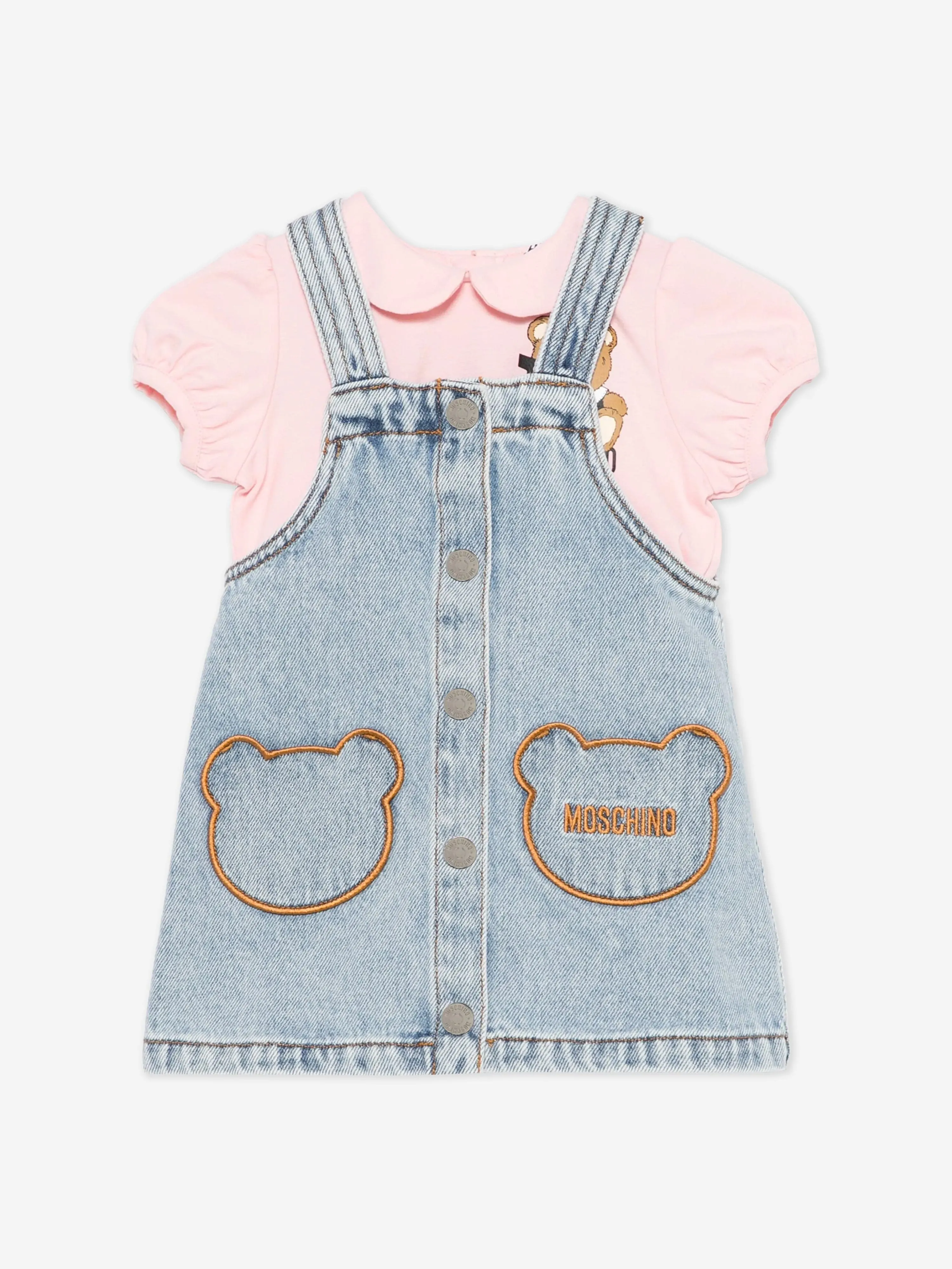 Baby Girls Teddy Bear Dress Set in Pink