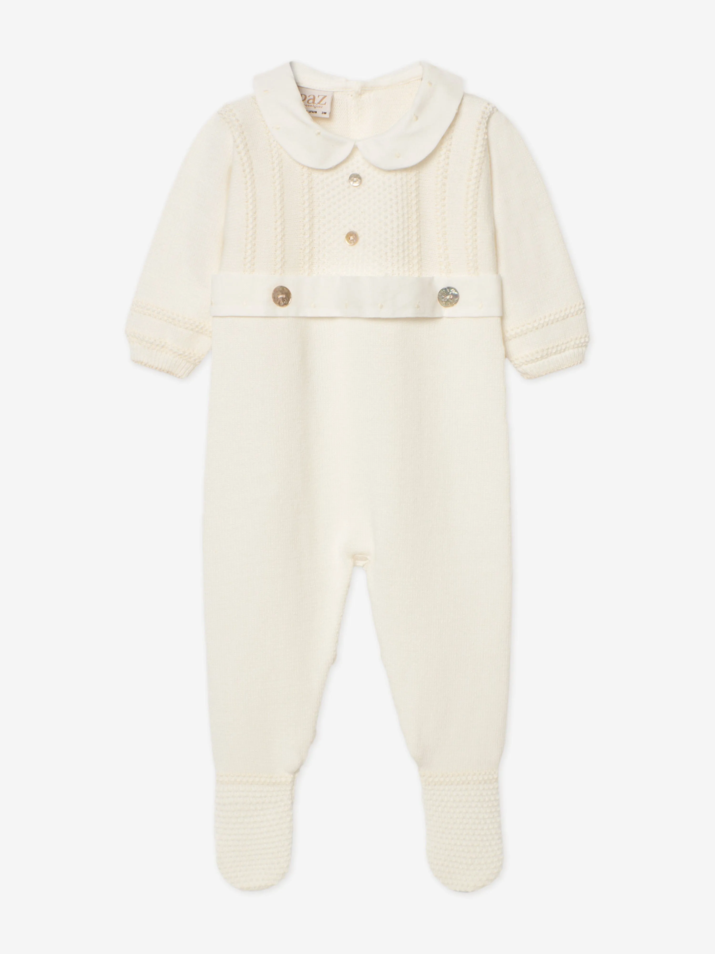 Baby Knitted Babygrow in Ivory