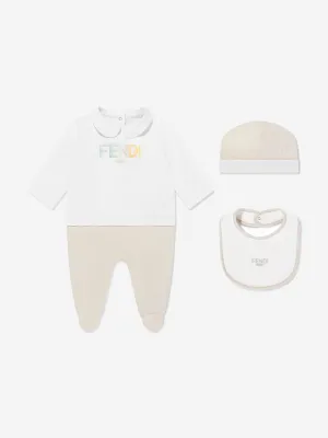 Baby Logo Babygrow Set in Beige