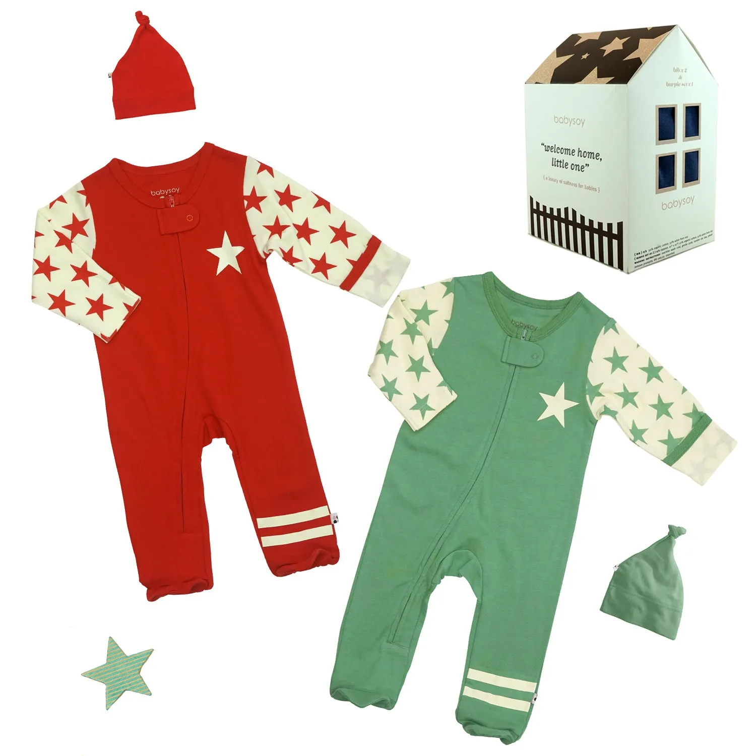 Babysoy Footie & Hat Take Me Home Holiday Set