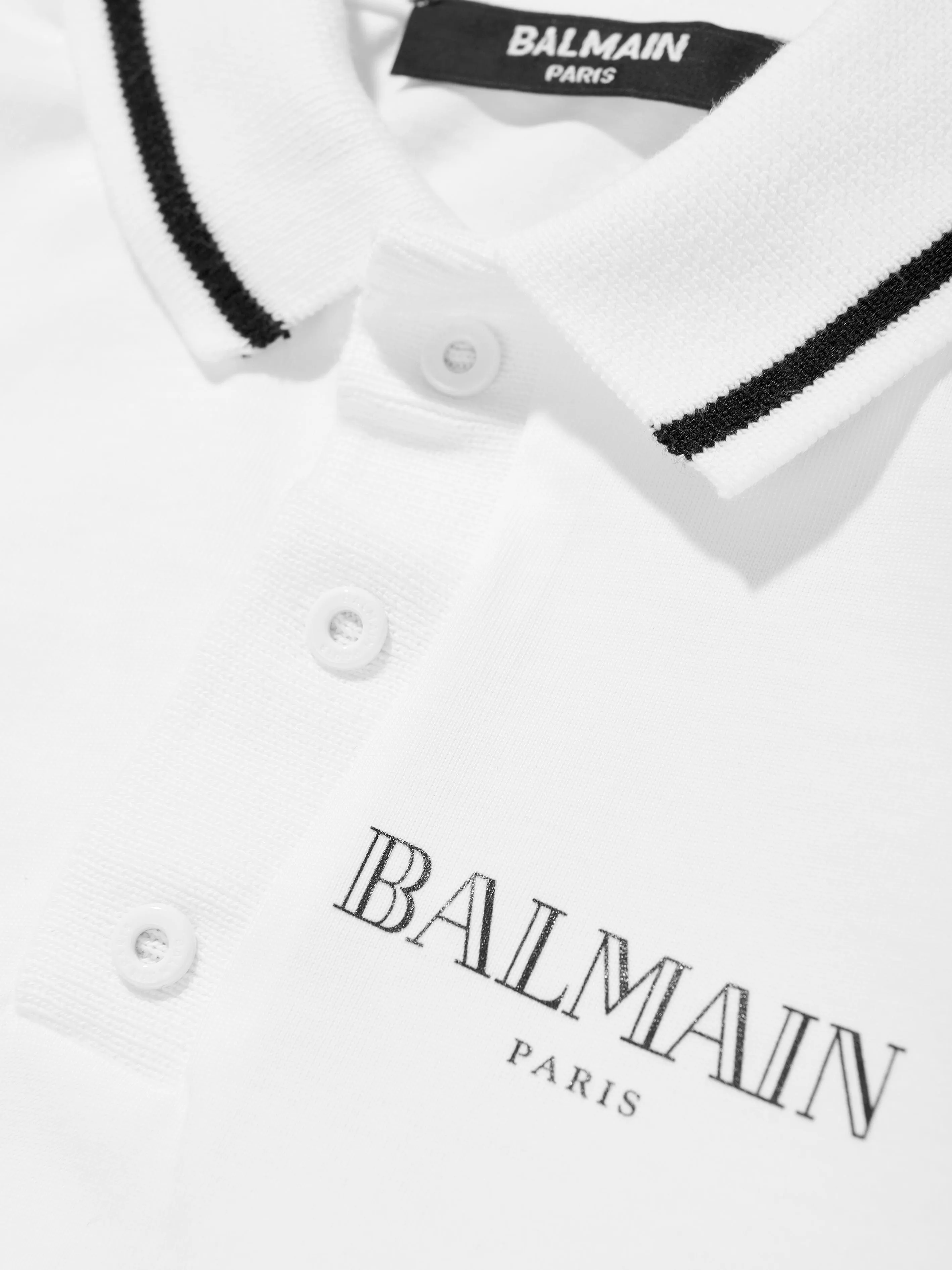Balmain Baby Boys Polo Romper in White
