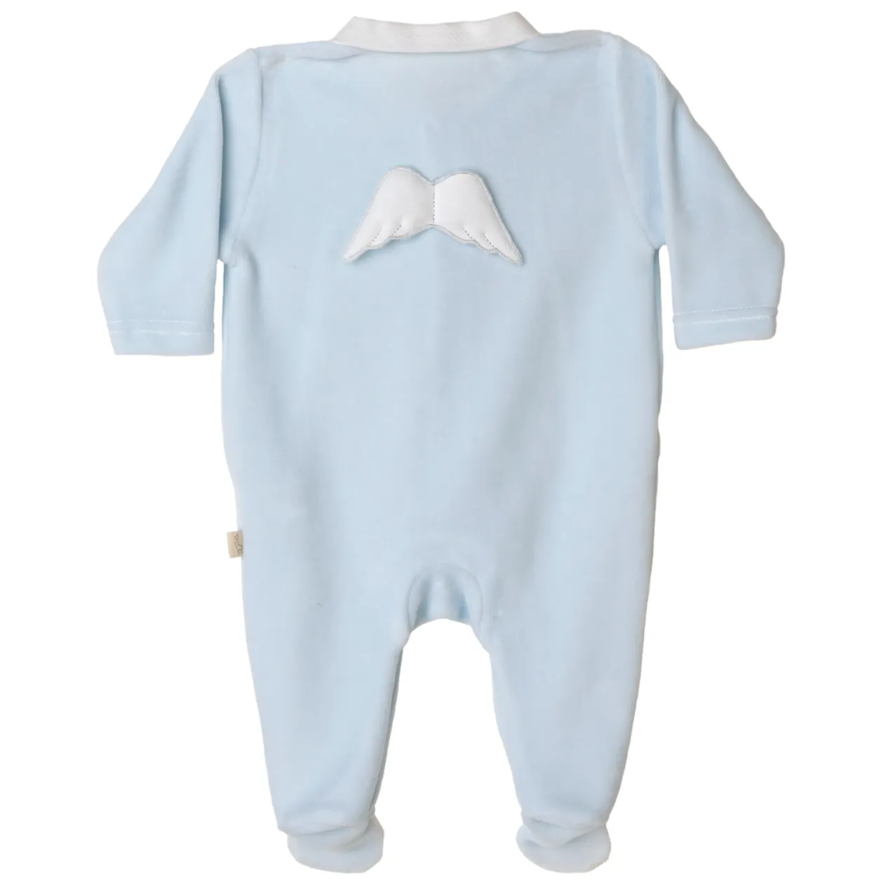 Boys Blue Velour Angel Babygrow & Hat