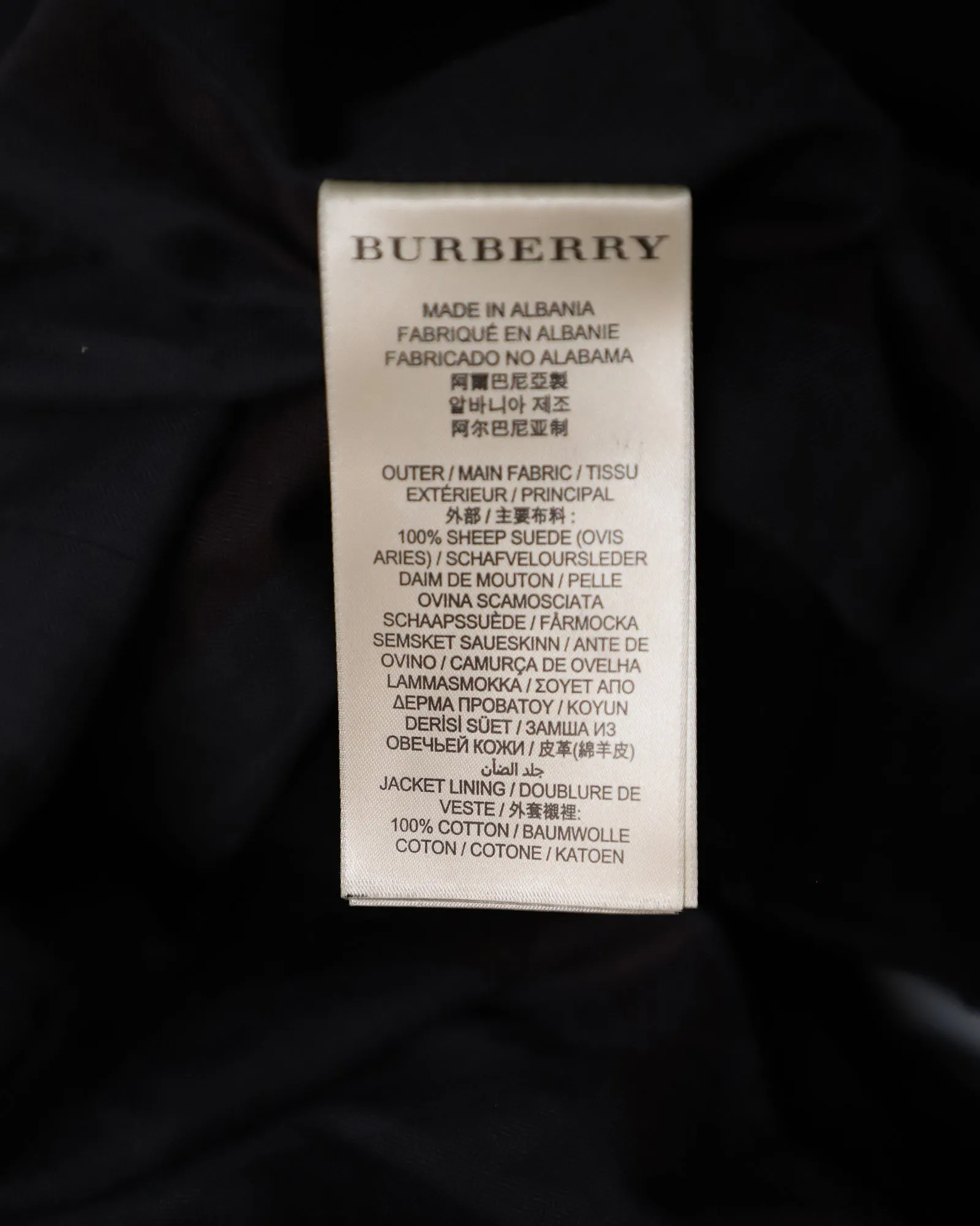 Burberry Arnstead Fringe Biker Jacket in Black Suede