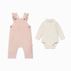 Corduroy Frilled Dungarees & Bodysuit Outfit