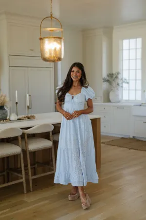 Eve Eyelet Maxi Dress-Baby Blue