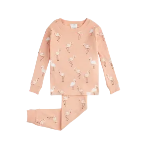 FIRSTS Flamingo Print on Papaya Infant PJ Set