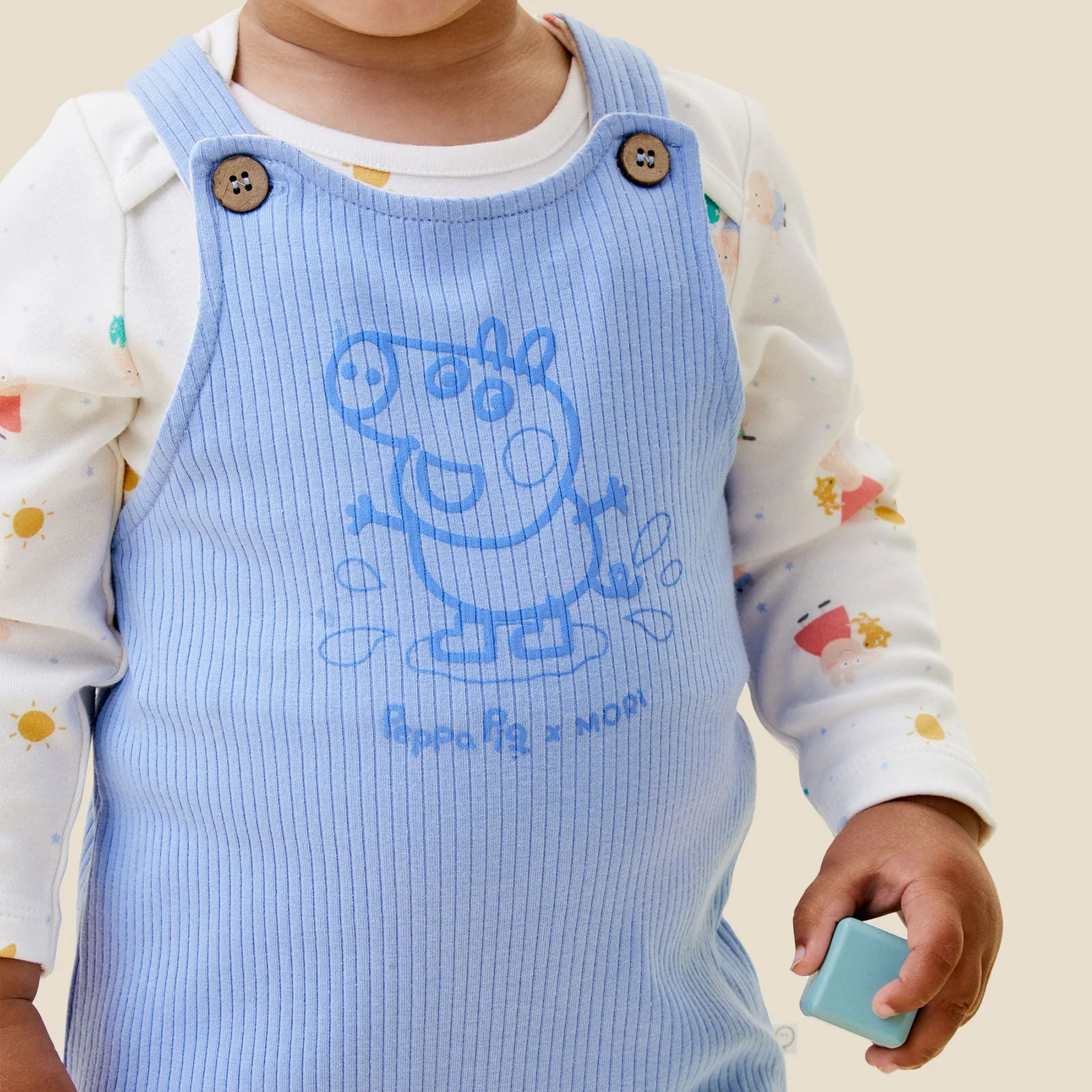 George Pig Ribbed Dungarees & bodysuit Outfit
