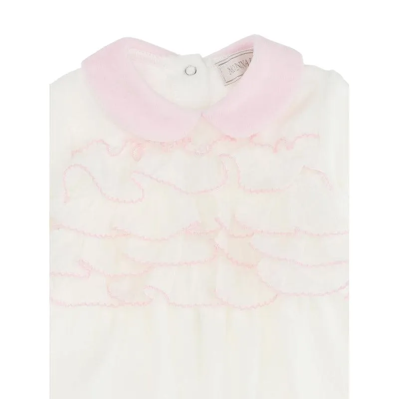 Girls Cream Frill Babygrow