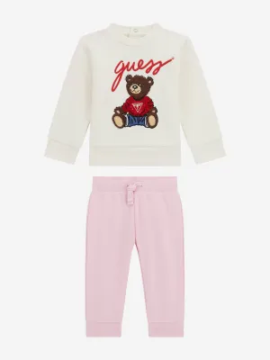 Guess Baby Girls Teddy Bear Top and Pants Set in Ivory
