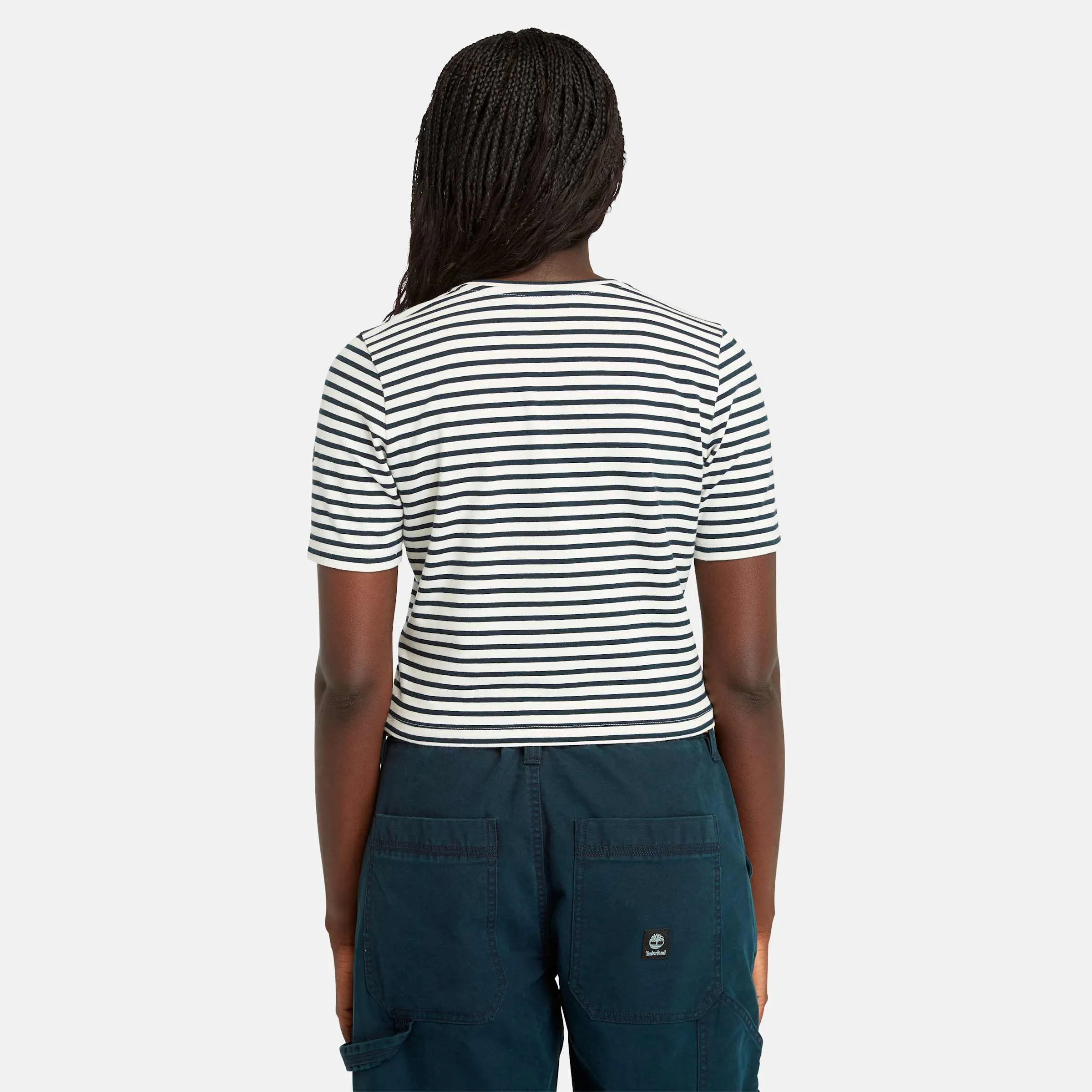 Women's Striped Cropped Short Sleeve T-Shirt